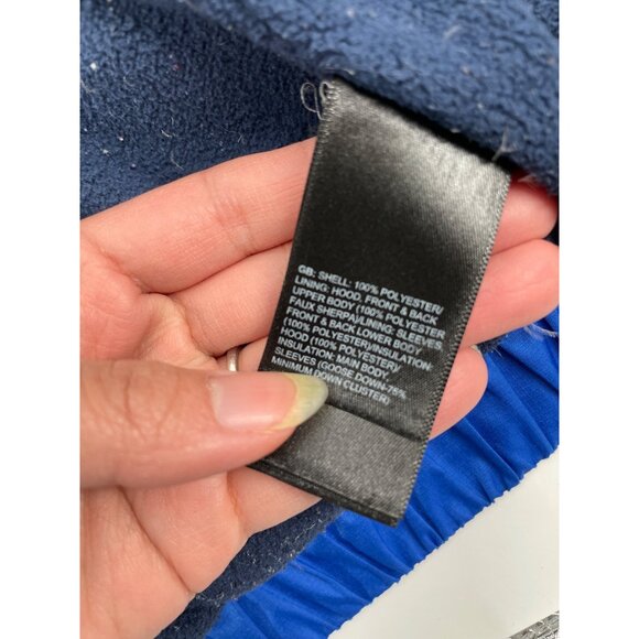 The North Face Boys XS Insulated Hooded Puffer Jacket Goose Down Blue Coat - Picture 4 of 9